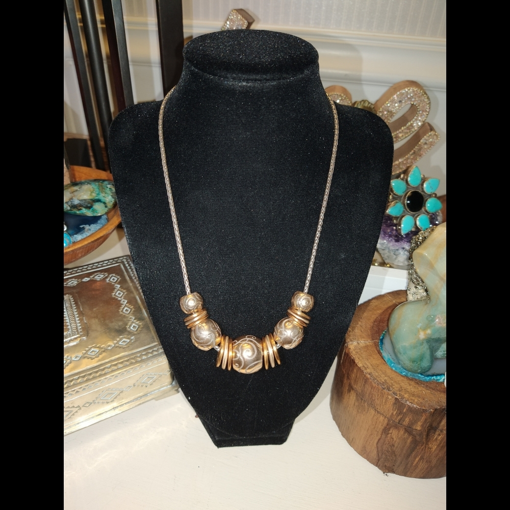 ✨ Brighton Silver Gold Large Thick Engraved Charm Necklace✨